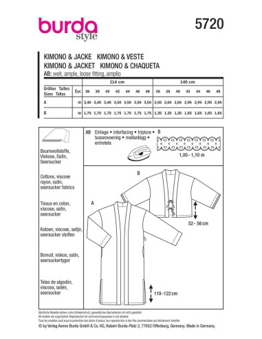 Jackenschnittmuster - Burda 5720