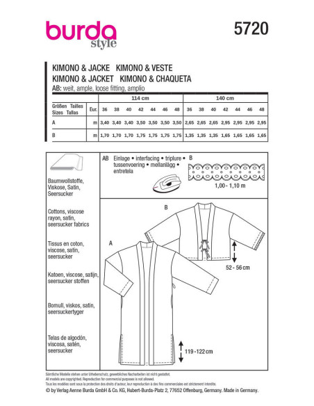 Jackenschnittmuster - Burda 5720