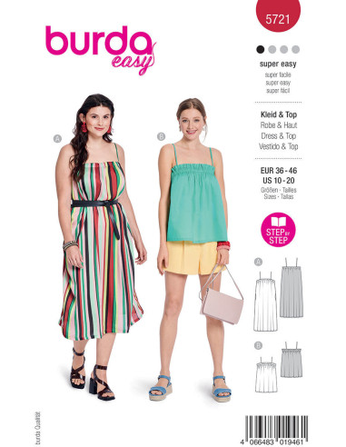 Kleid- und Oberteil-Schnittmuster - Burda 5721