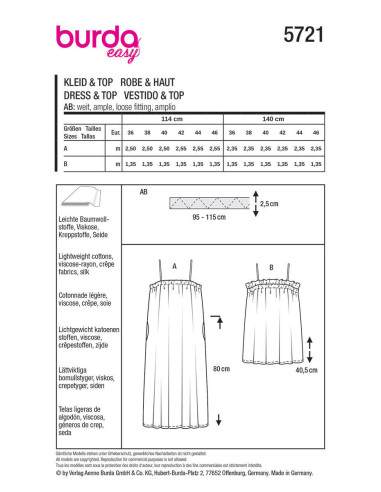 Kleid- und Oberteil-Schnittmuster - Burda 5721