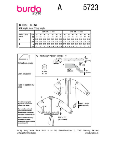 Blusenschnittmuster - Burda 5723
