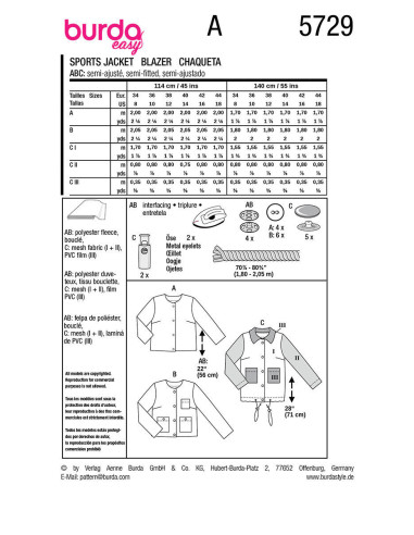 Blazerschnittmuster - Burda 5729