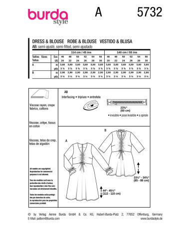 Kleid- und Blusenmuster - Burda 5732