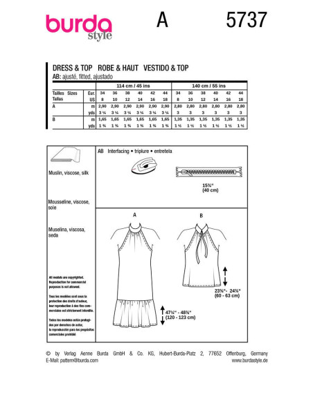 Kleid- und Oberteil-Schnittmuster - Burda 5737