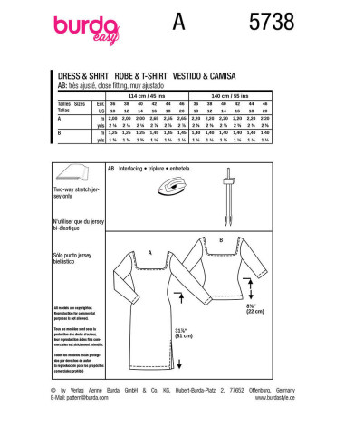 Kleid- und Oberteilmuster - Burda 5738