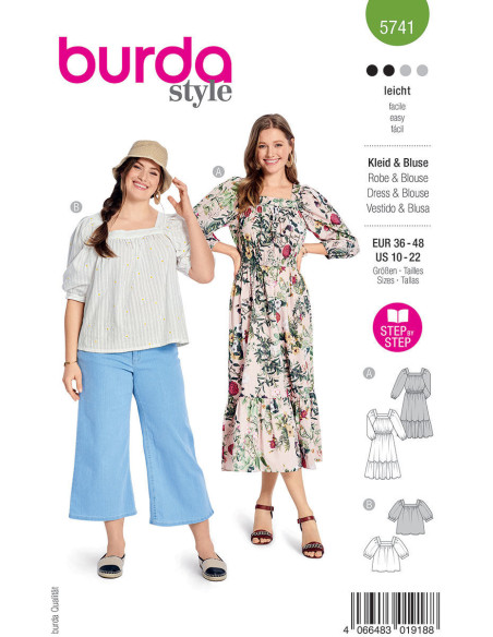 Kleid- und Blusenmuster - Burda 5741