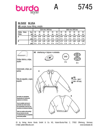 Blusenschnittmuster - Burda 5745