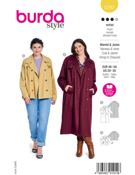 Mantelschnittmuster - Burda 5747