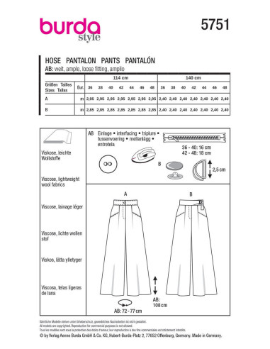 Hosenmuster - Burda 5751