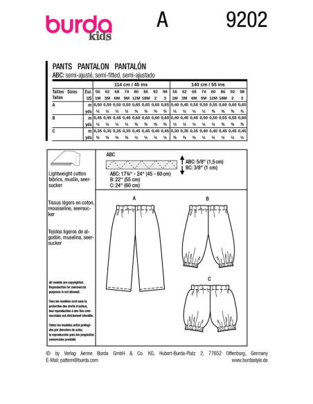 Hosenmuster - Burda 9202