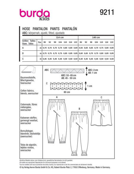 Hosenmuster - Burda 9211