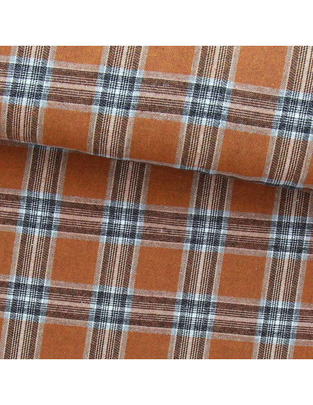 Schottisches Tartan-Flanellgewebe - Orange und Grau
