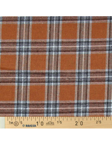 Schottisches Tartan-Flanellgewebe - Orange und Grau