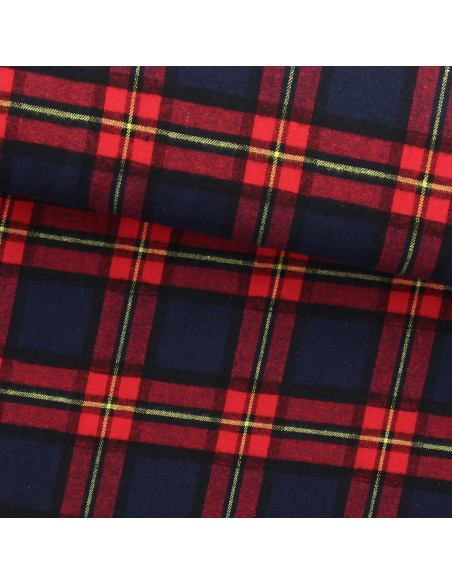 Schottisches Tartan-Flanellgewebe - Blau und Rot