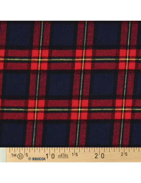 Schottisches Tartan-Flanellgewebe - Blau und Rot