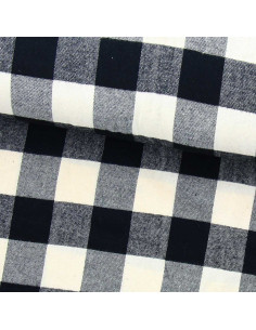Schottischer Tartan-Flanellstoff - Ecru und Schwarz