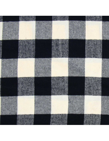 Schottischer Tartan-Flanellstoff - Ecru und Schwarz