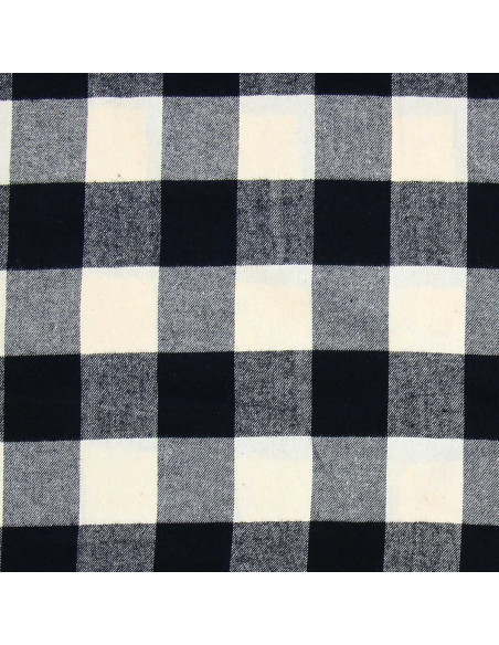 Schottischer Tartan-Flanellstoff - Ecru und Schwarz