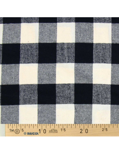 Schottischer Tartan-Flanellstoff - Ecru und Schwarz