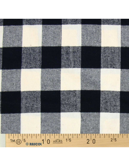 Schottischer Tartan-Flanellstoff - Ecru und Schwarz