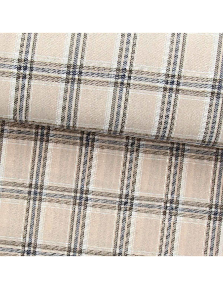 Schottischer Tartan-Flanellstoff - Beige und Grau