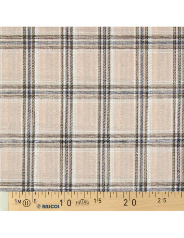 Schottischer Tartan-Flanellstoff - Beige und Grau