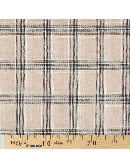 Schottischer Tartan-Flanellstoff - Beige und Grau