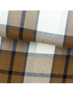 Schottisches Tartan-Flanellgewebe - Beige, Ecru und Grau