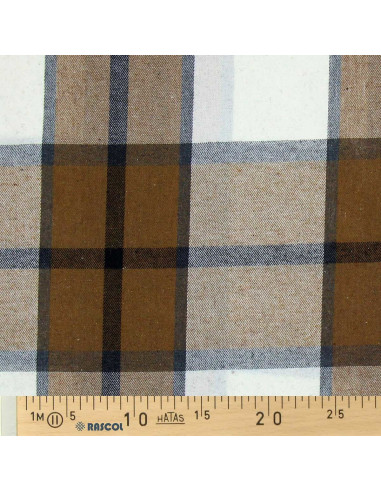 Schottisches Tartan-Flanellgewebe - Beige, Ecru und Grau