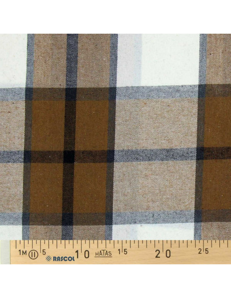 Schottisches Tartan-Flanellgewebe - Beige, Ecru und Grau