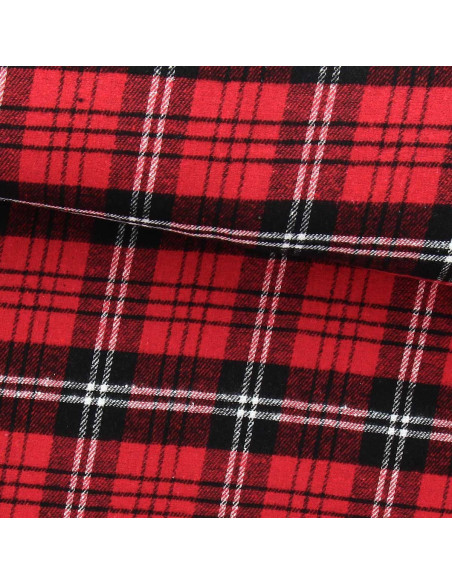 Schottisches Tartan-Flanellgewebe - Rot, Schwarz und Weiß