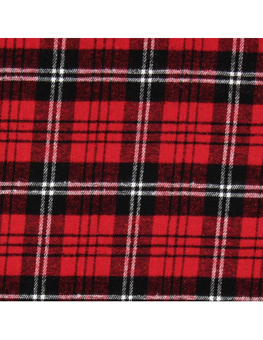 Schottisches Tartan-Flanellgewebe - Rot, Schwarz und Weiß