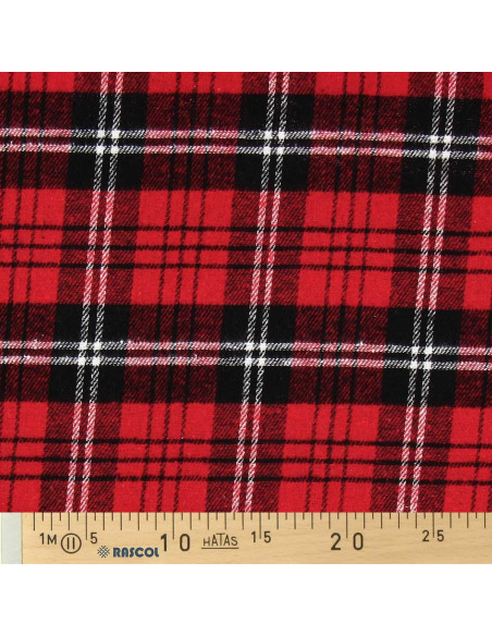 Schottisches Tartan-Flanellgewebe - Rot, Schwarz und Weiß