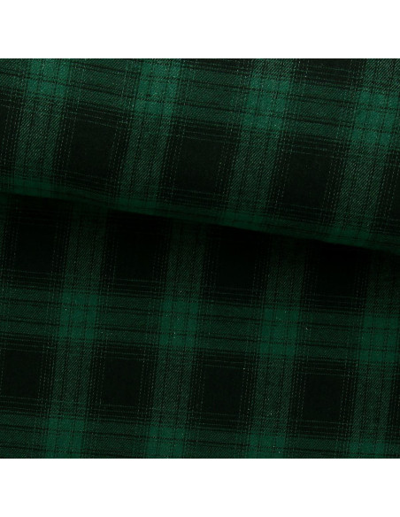 Schottischer Tartan-Flanellstoff - Grün und Schwarz