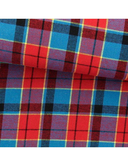 Schottisches Tartan-Flanellgewebe - Rot, Blau und Gelb