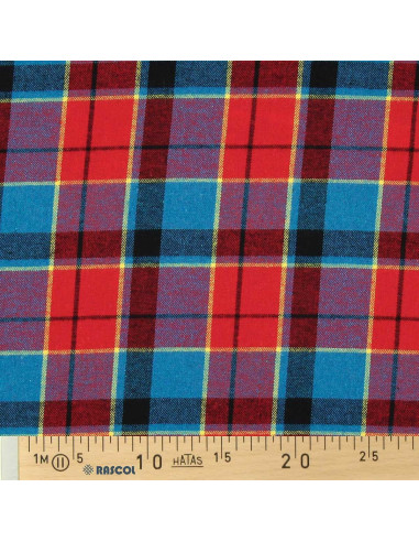 Schottisches Tartan-Flanellgewebe - Rot, Blau und Gelb