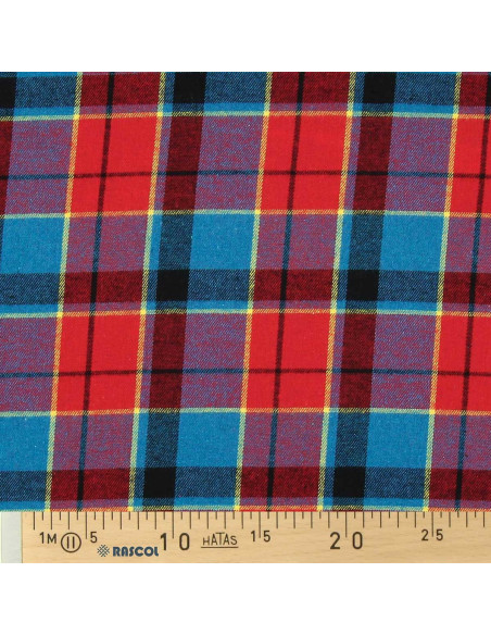 Schottisches Tartan-Flanellgewebe - Rot, Blau und Gelb