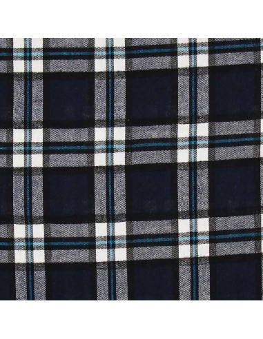 Schottischer Tartan-Flanellstoff - Marineblau und Schwarz