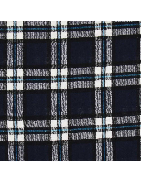 Schottischer Tartan-Flanellstoff - Marineblau und Schwarz