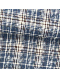 Schottisches Tartan-Flanellgewebe - Blau, Weiß und Schwarz