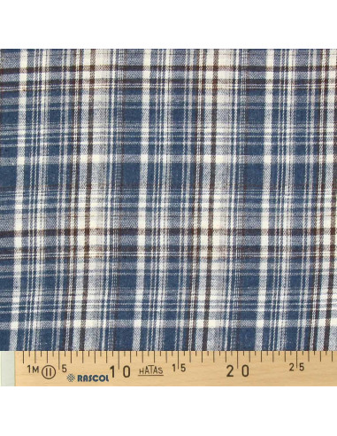 Schottisches Tartan-Flanellgewebe - Blau, Weiß und Schwarz