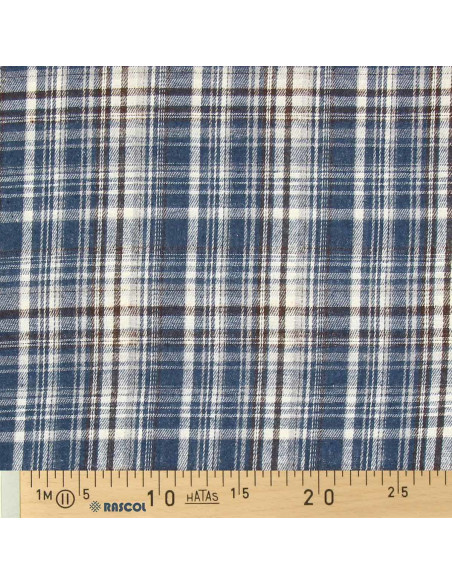 Schottisches Tartan-Flanellgewebe - Blau, Weiß und Schwarz