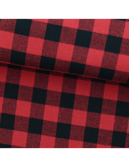 Schottisches Tartan-Flanellgewebe - Rot und Schwarz