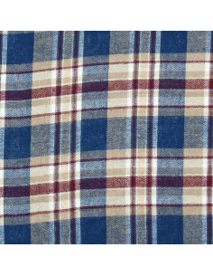 Schottisches Tartan-Flanellgewebe - Blau, Beige und Rot 2