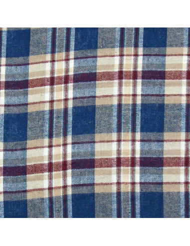 Schottisches Tartan-Flanellgewebe - Blau, Beige und Rot