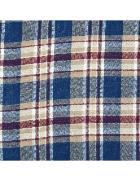 Schottisches Tartan-Flanellgewebe - Blau, Beige und Rot
