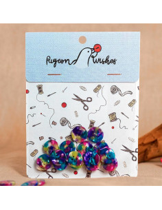 Paket mit 15 Knöpfen aus Bioharz 15 mm 4 Löcher - Faerie