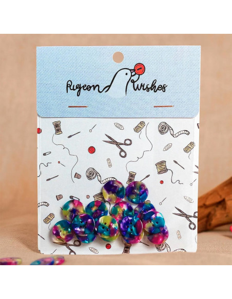 Paket mit 15 Knöpfen aus Bioharz 15 mm 4 Löcher - Faerie
