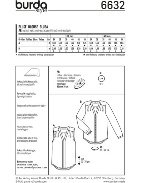 Blusenschnittmuster - Burda 6632