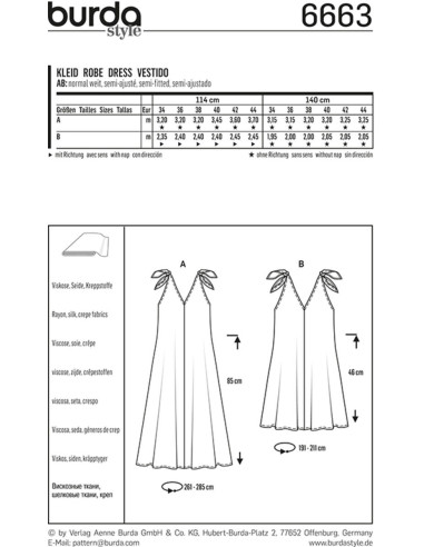 Kleid Schnittmuster - Burda 6663